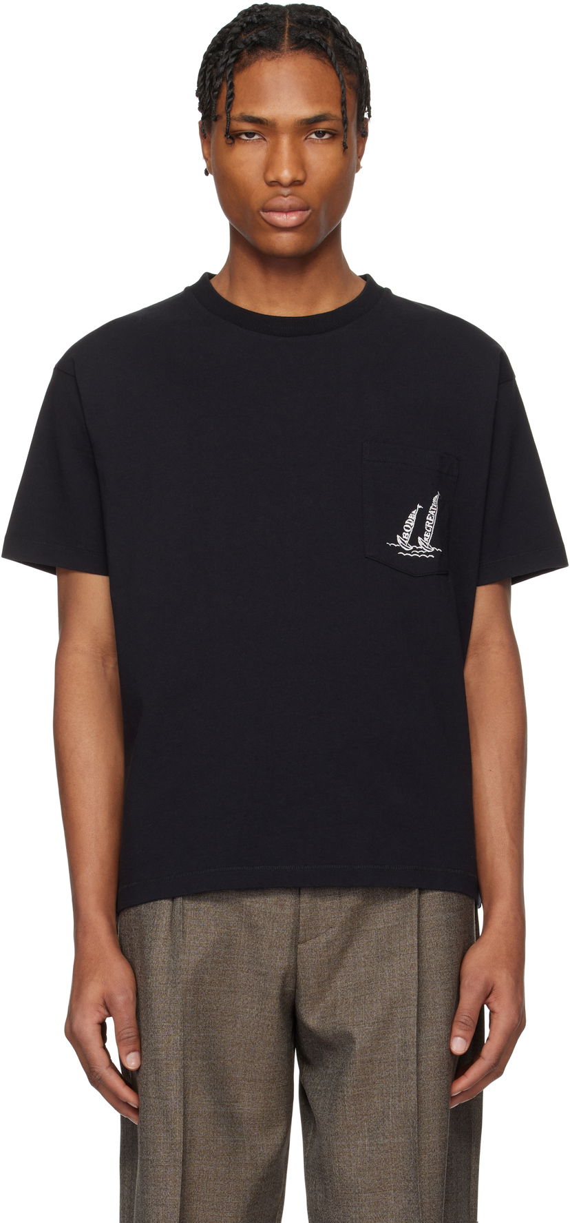 T-shirt Bode Bode 'Recreation' Sails Pocket Tee Svart | MRS25CS052