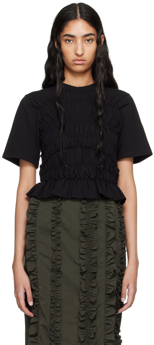 T-shirt Cecilie Bahnsen Smocked T-Shirt Svart | 2.24RTW11003 OASIS TOP