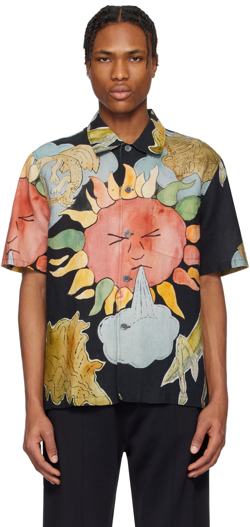 Skjorta OUR LEGACY Our Legacy Box Print Short Sleeve Shirt Svart | M2252BSP