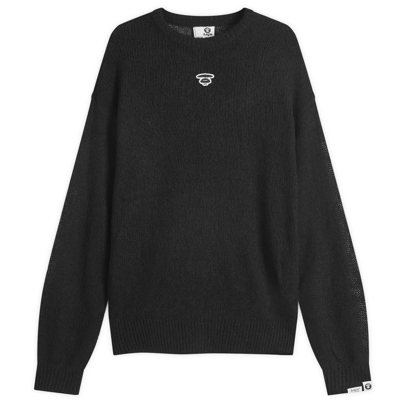 Sweater AAPE by A Bathing Ape AAPE Logo Mohair Knit Sweater, Size Large Svart | AAPKNMB373XXNBKX