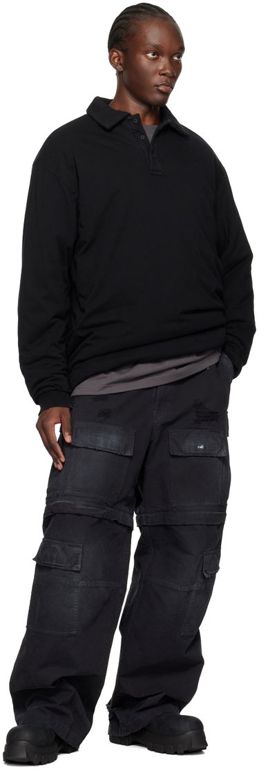 Sweater We11done Padded Long Sleeve Polo Svart | WD-TT2-24-739-U-BK, 3