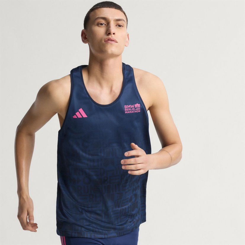 Linne adidas Performance Running Tank Top All-Over Print BMW Berlin-Marathon 2025 Mörkblå | KB3699