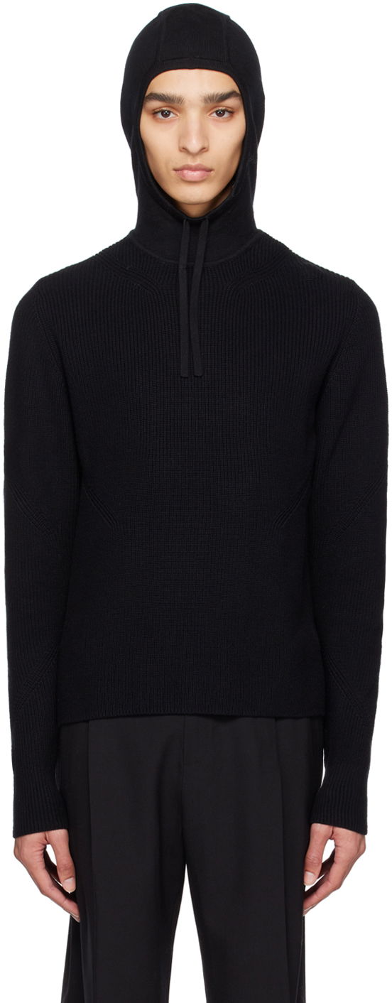 Sweater Dion Lee Dion Lee Paneled Knit Hoodie Svart | C7158R23, 0