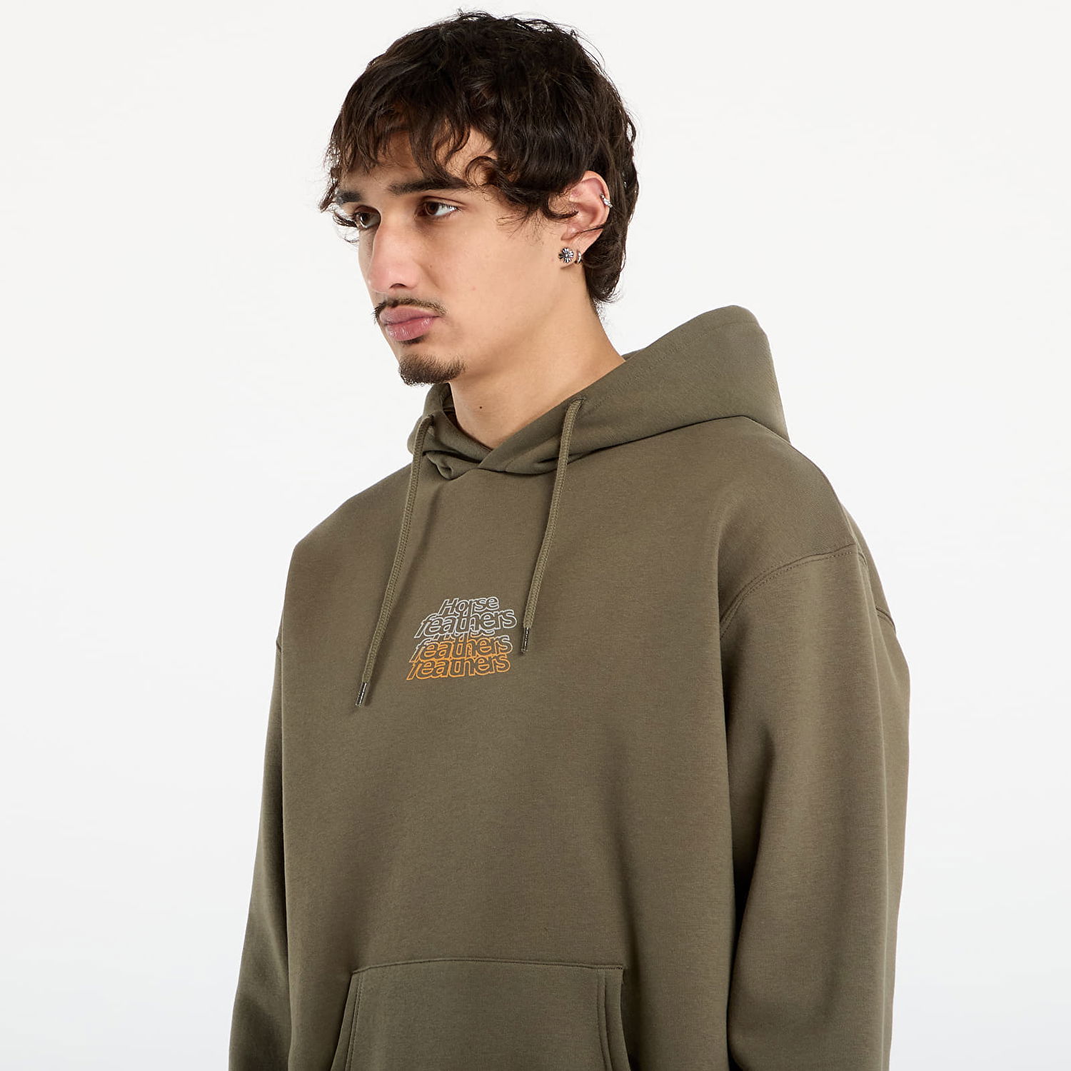Sweatshirt Horsefeathers Rollin Graphic Print Hoodie with Kangaroo Pocket Grön | SM1388B, 1