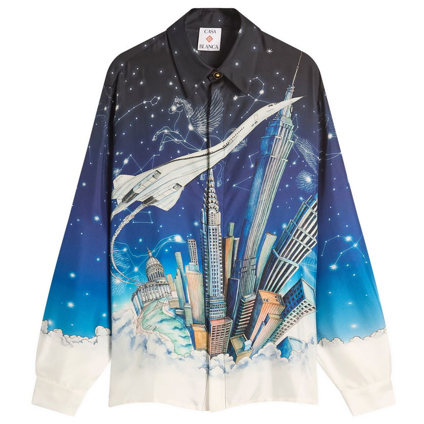 Skjorta Casablanca Casablanca Classic Long Sleeve Silk Shirt, Size Large Flerfärgad | MPF25-SH-021-04
