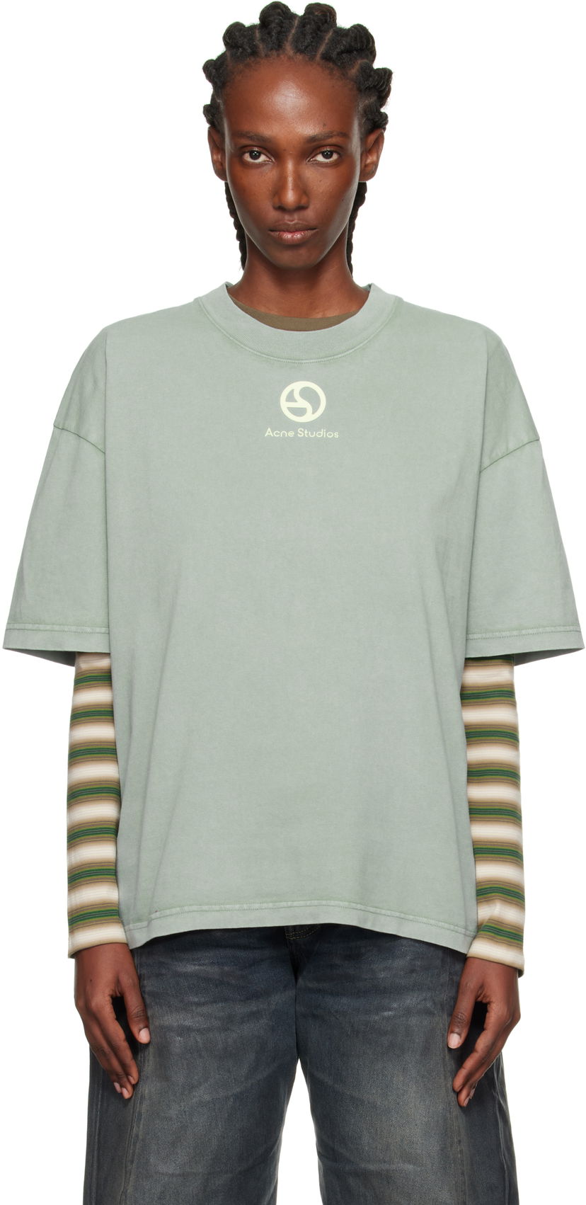 T-shirt Acne Studios Acne Studios Logo T-Shirt Grön | CL0360-