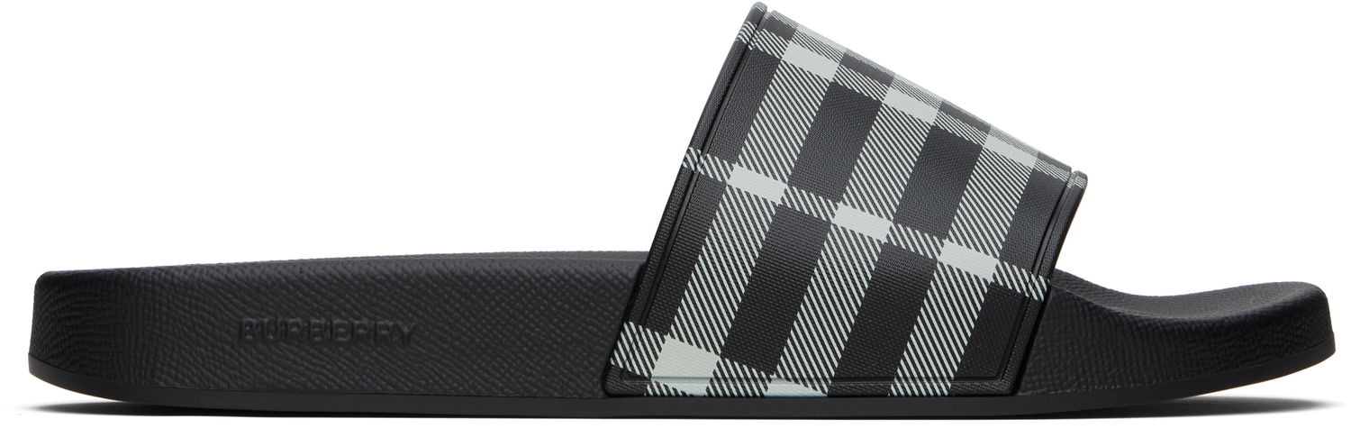 Tillbehör Burberry Burberry Check Pool Slides Svart | 8107514, 0