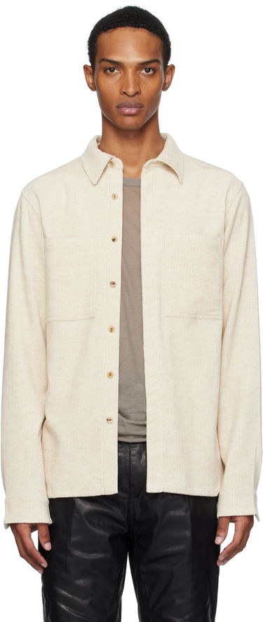 Skjorta Rick Owens Rick Owens Concordians Corduroy Work Shirt Beige | RU02E1292 MLC, 0