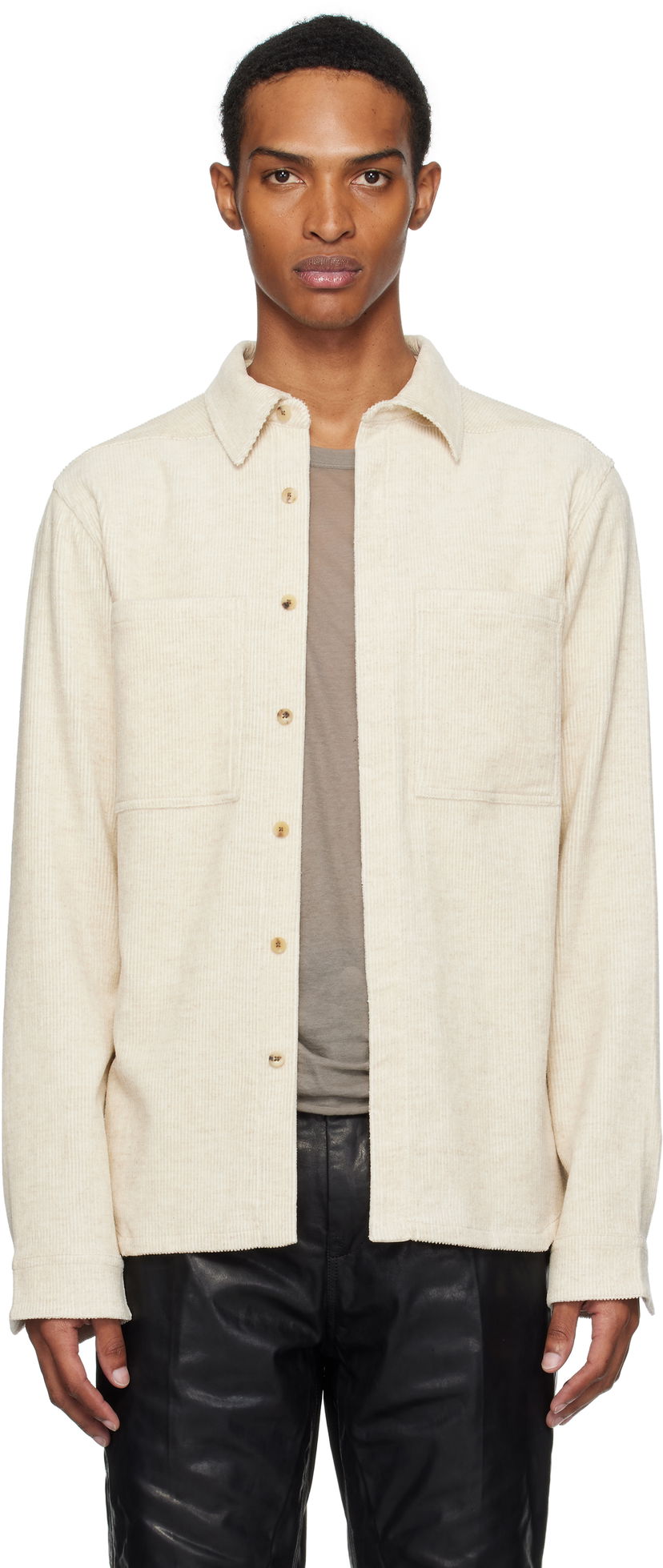 Skjorta Rick Owens Rick Owens Concordians Corduroy Work Shirt Beige | RU02E1292 MLC