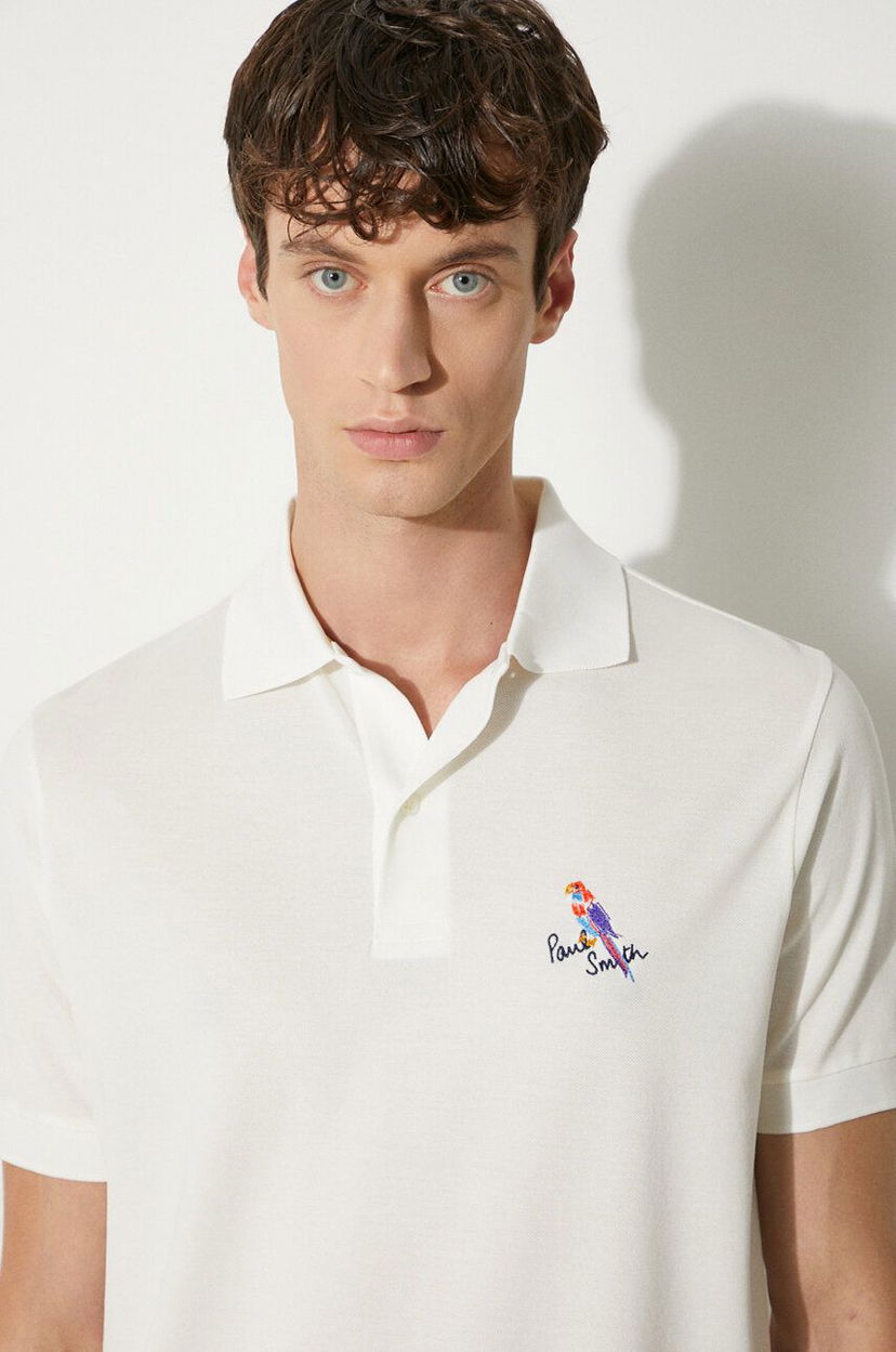 Polotröja Paul Smith Paul Smith Applique Detail Polo Shirt Vit | M1R.698P.NP4722