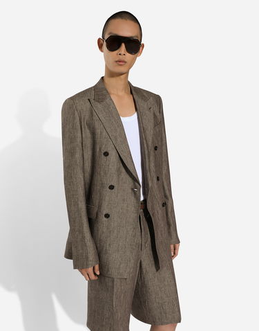 Jacka Dolce & Gabbana Dolce & Gabbana Double-breasted Taormina Linen Jacket Brun | G2NW1TFU4L0S8231, 3