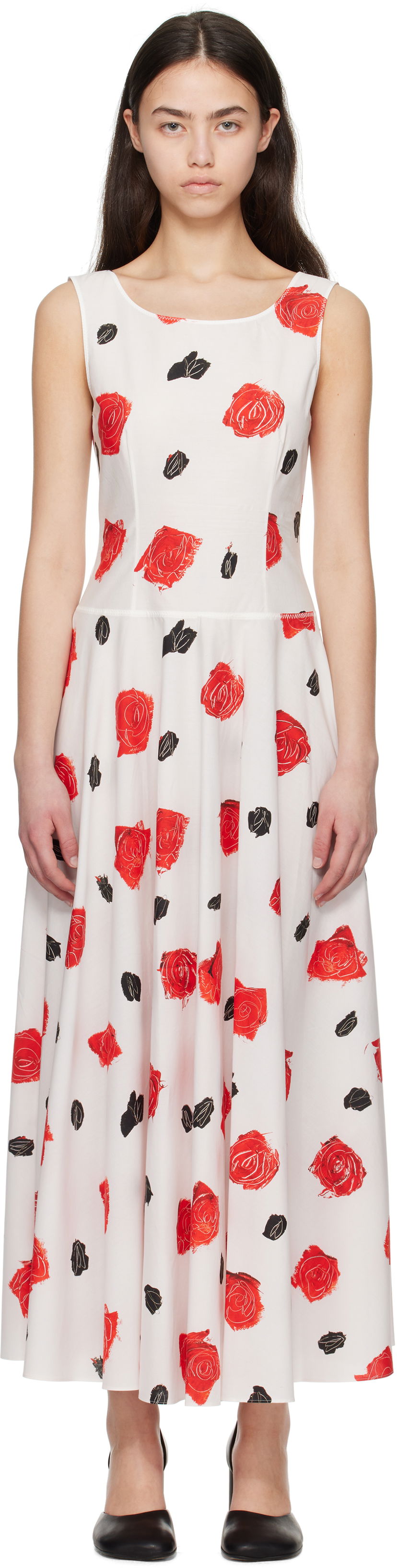 Klä Marni Marni Iris Cotton Poplin Maxi Dress Vit | ABMA1446A0 UTC501