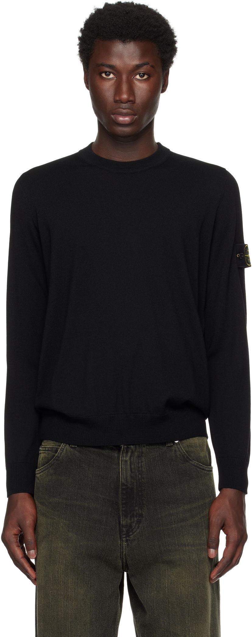 Sweatshirt Stone Island Stone Island Light RWS Geelong Wool Sweatshirt Svart | K2S15 5100071 S00C4