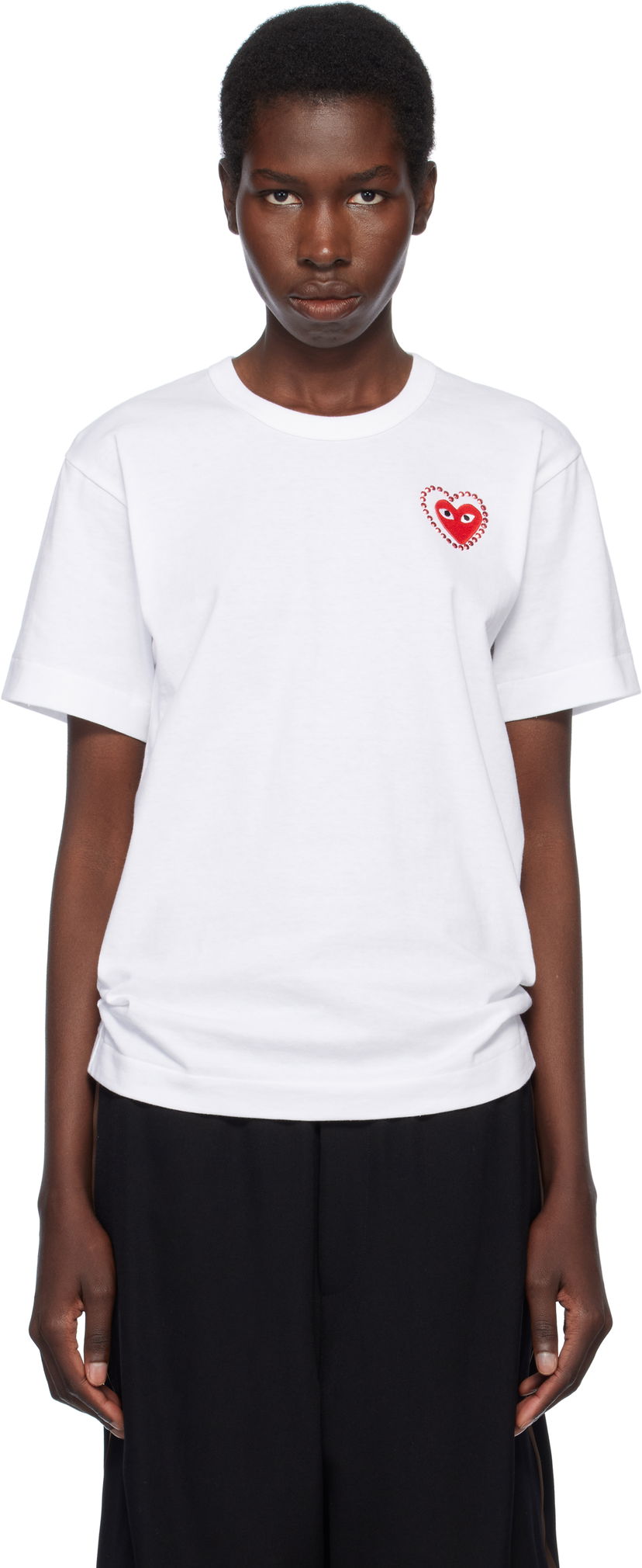 T-shirt Comme des Garçons PLAY Metal Stone Emblem Heart T-Shirt Vit | AX-T802-051