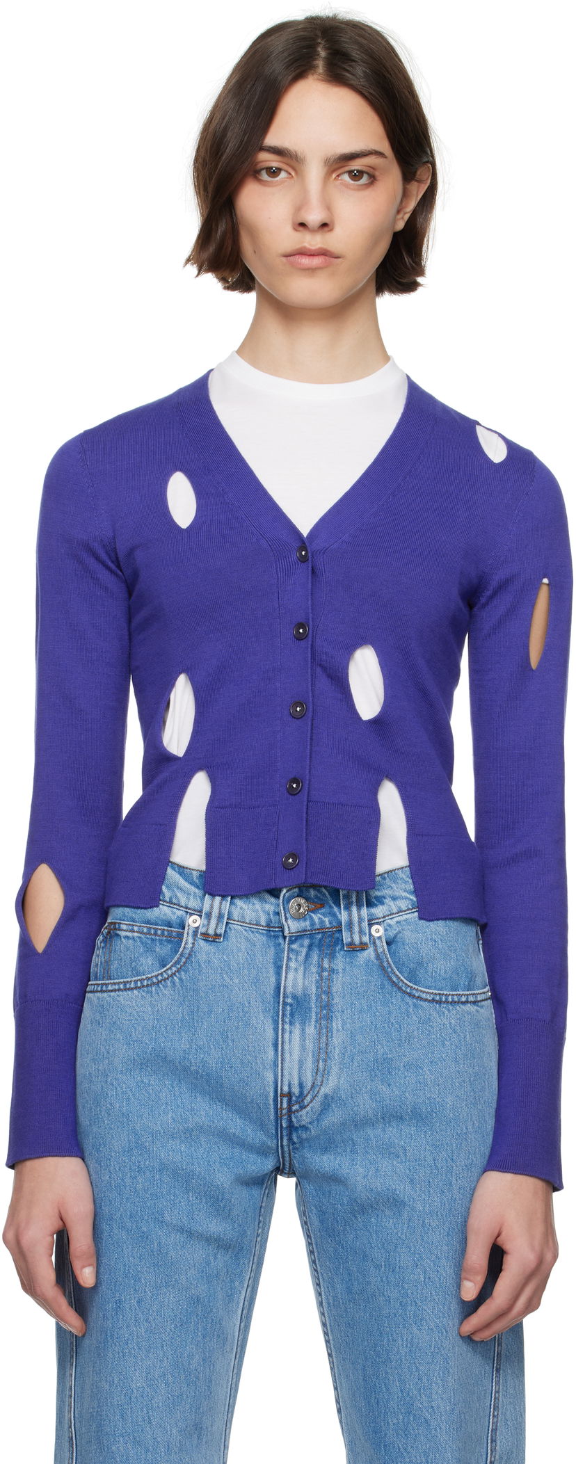 Sweater JW Anderson JW Anderson Slit Cardigan Purpur | KW1413-YN0440