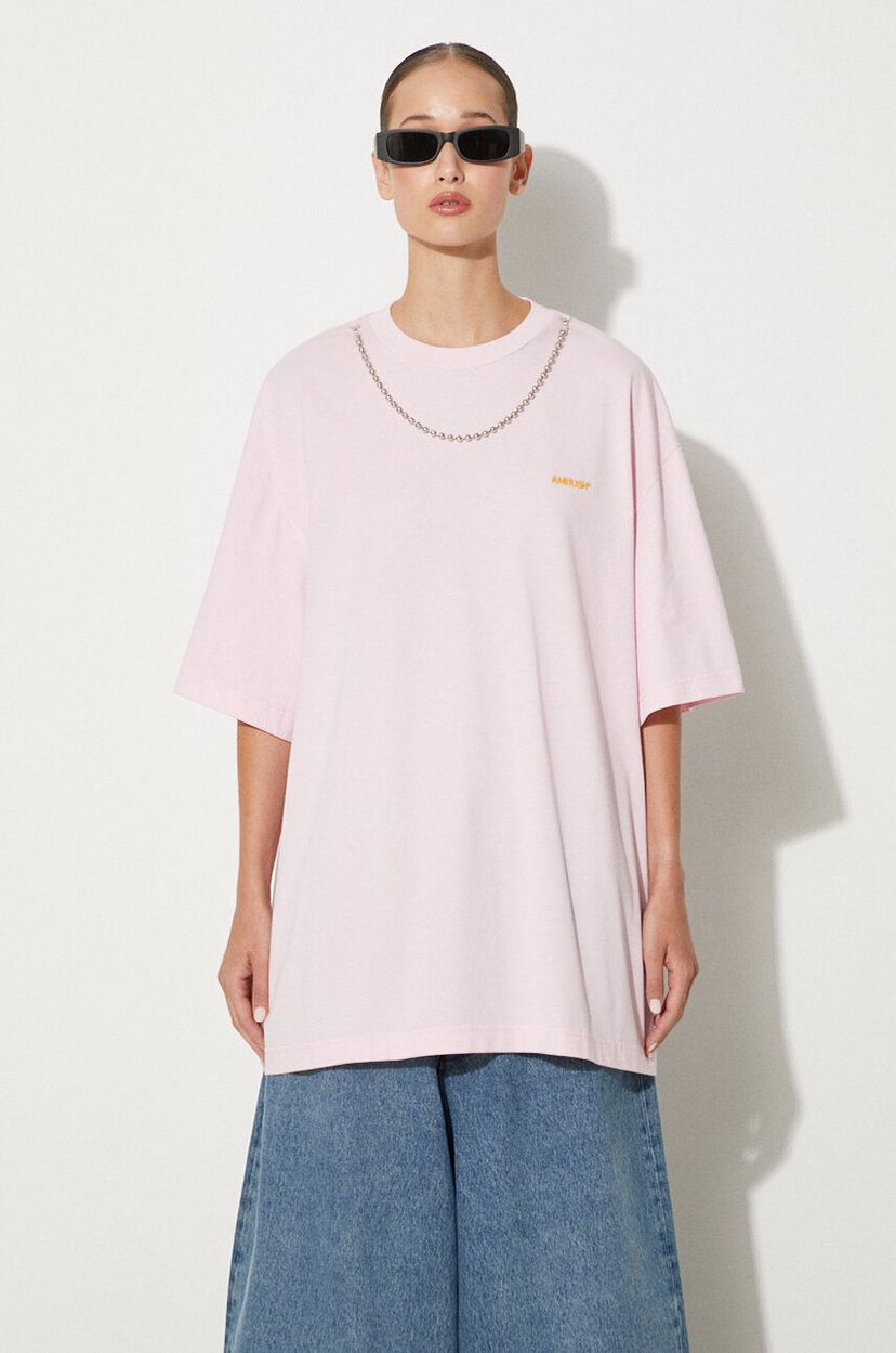 T-shirt Ambush Ballchain T-Shirt with Logo Print Rosa | BWAA04BF24JER0013616