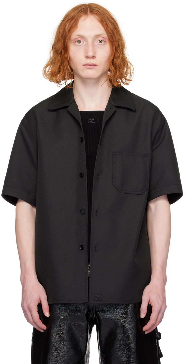 Skjorta Courrèges Short Sleeve Button-Up Shirt Svart | 124CCH023PL0056