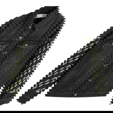 Jacka Off-White Off-White Diagonal Outline Denim Jacket, Size Large Svart | OMYE09BS25DEN0041350, 0