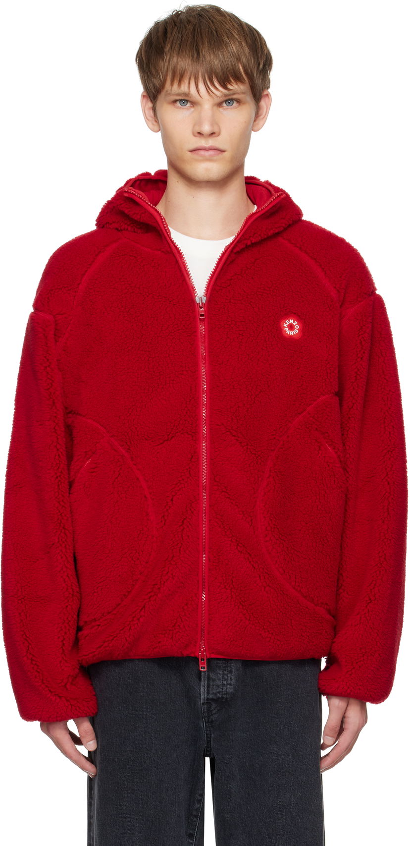 Jacka KENZO Kenzo Paris 'Boke Flower 2.0' Fleece Zip-Up Hoodie Röd | FF65BL5504FP