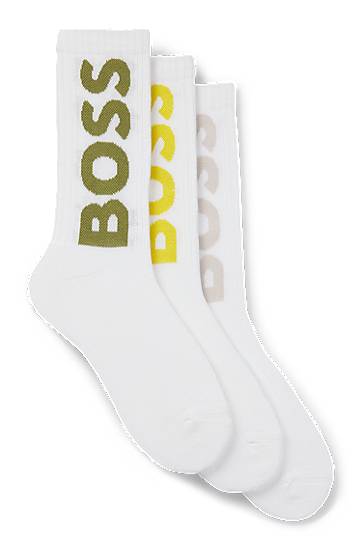 Strumpor BOSS Three-Pack of Short Logo Socks Vit | 50524259