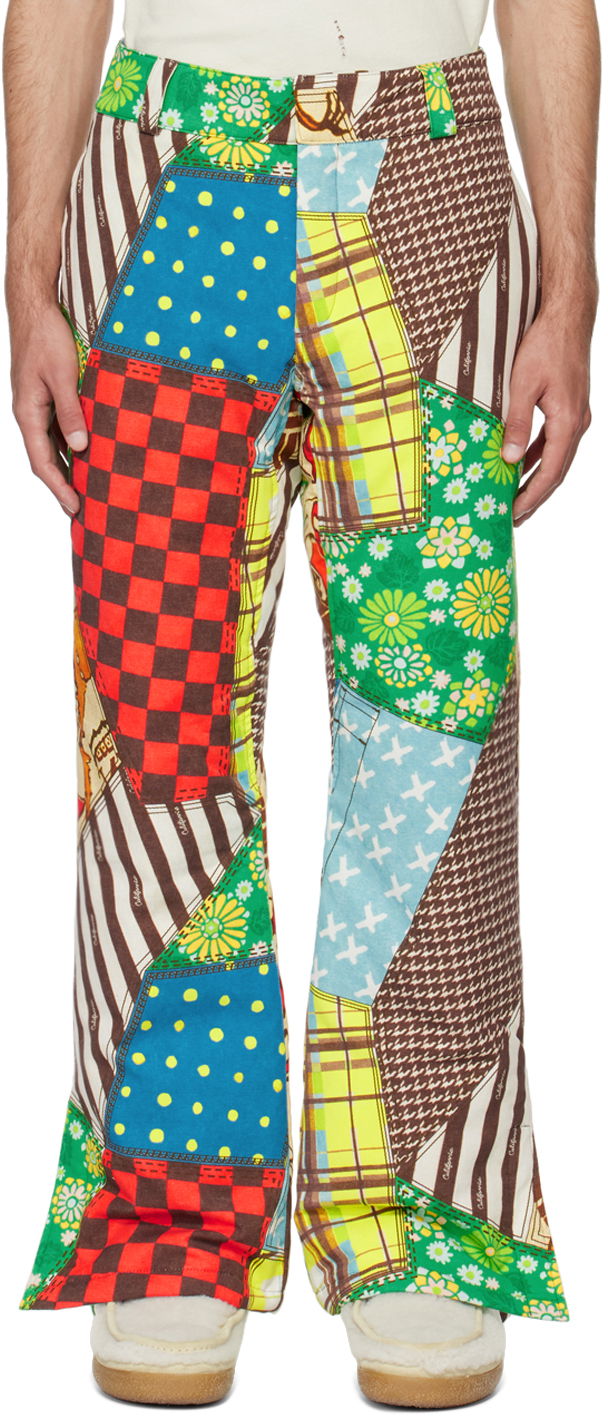 Byxor ERL Patchwork Print Flare Trousers Flerfärgad | ERL07P006