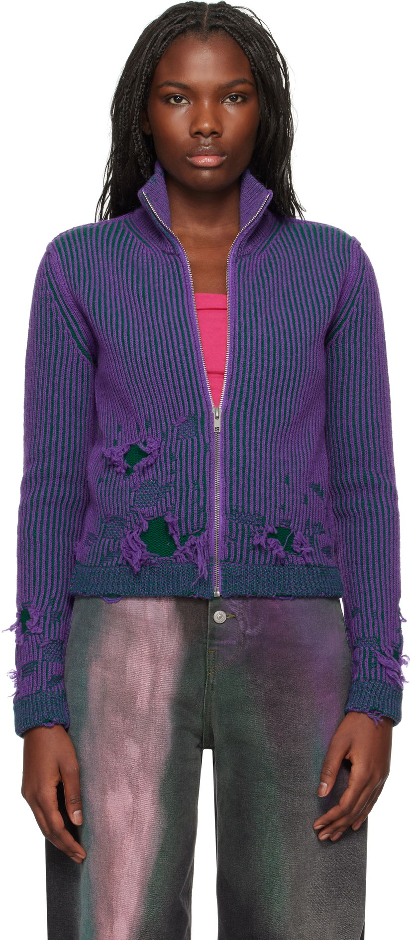 Sweater Maison Margiela Zipped Turtleneck Jacket Purpur | S62AN0133 M13076