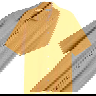 Skjorta Universal Works Universal Works Checkerboard Button Through Polo Shirt, Size Large Gul | 32415-SND, 0