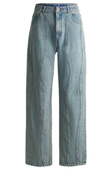 Jeans BOSS Loose Fit Jeans with Wavy Seamlines Blå | 50531726, 0