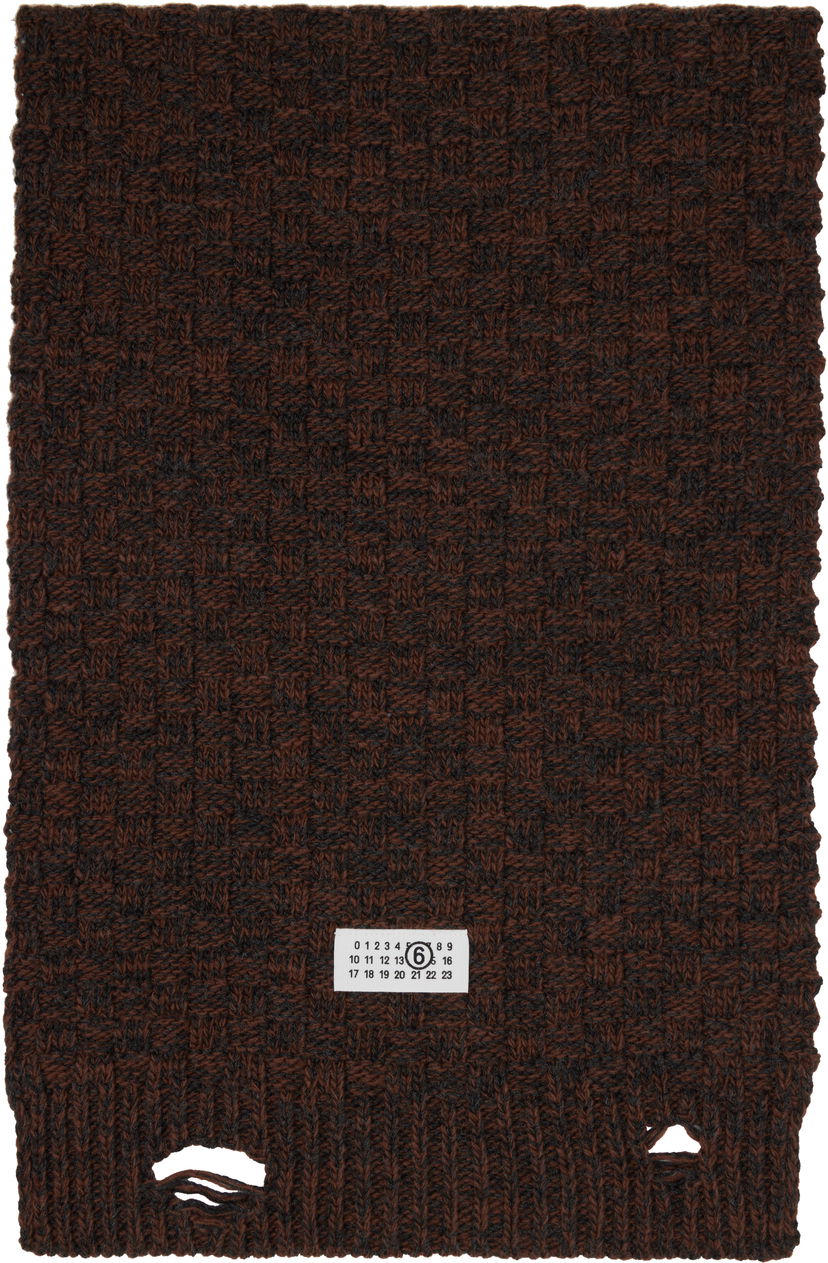 Halsduk Maison Margiela MM6 Maison Margiela Brown Distressed Scarf Brun | SH2TE0005 M13174