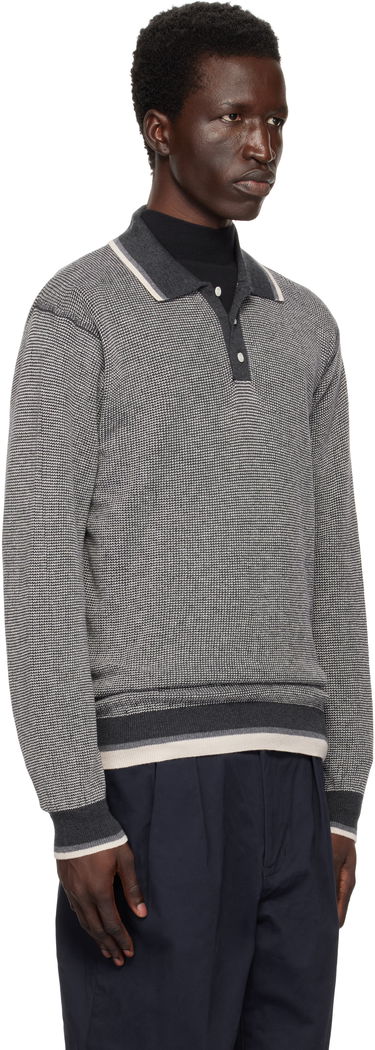 Polotröja BEAMS BEAMS PLUS Knit Collar Line Polo Grå | 38120030156, 1