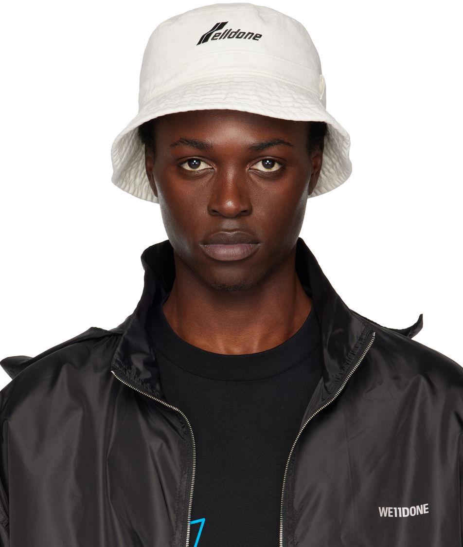 Hatt We11done We11done Washed WD Logo Bucket Hat Vit | WD-AH3-22-426-U-WH, 0