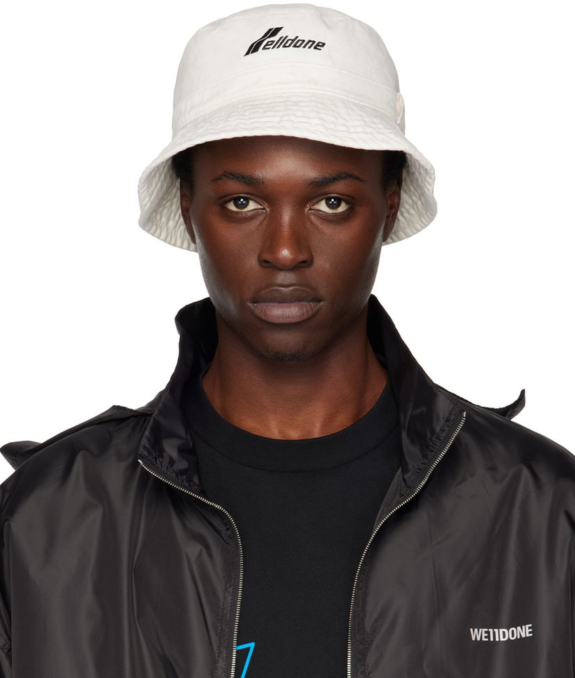 Hatt We11done We11done Washed WD Logo Bucket Hat Vit | WD-AH3-22-426-U-WH
