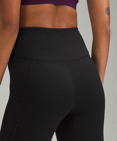 Damasker lululemon Fast and Free High-Waisted Fleece Pockets Leggings 71 cm Size 10 Svart | prod11530529, 4