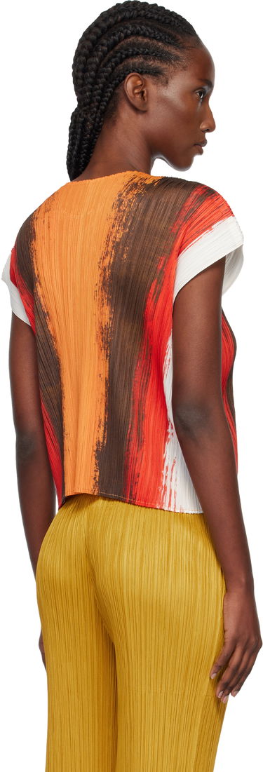 T-shirt Pleats Please Issey Miyake PLEATS PLEASE ISSEY MIYAKE Pleated Short Sleeve Brushstroke Top Flerfärgad | PP58JK672, 2