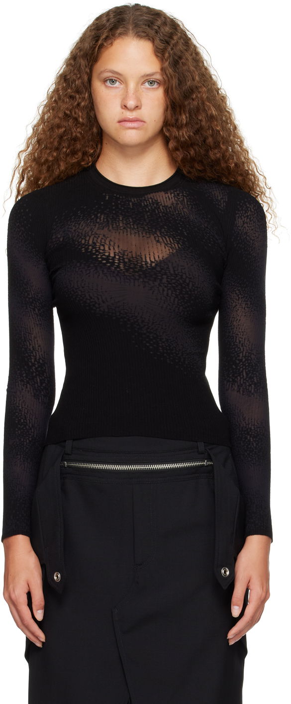 Sweater Dion Lee Dion Lee Burn Out Long Sleeve T-Shirt Svart | C7201P23