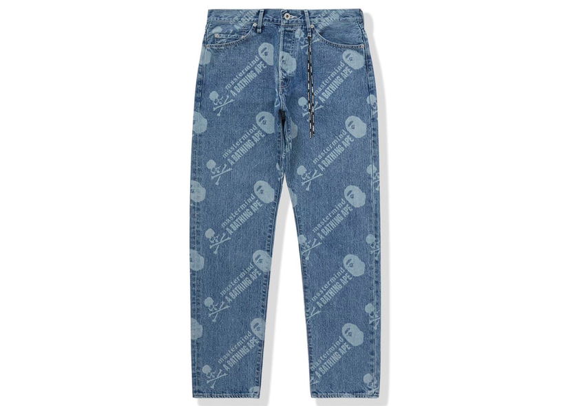 Byxor BAPE BAPE x Mastermind Washed Denim Pants Blue Indigo Blå | MVBJN150901MH