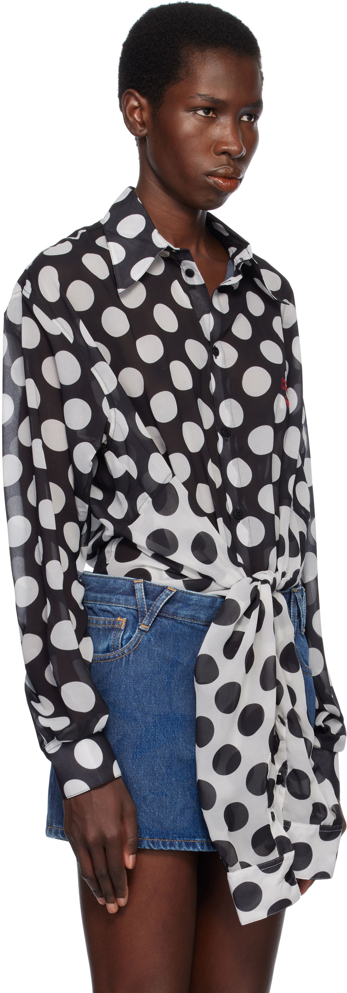 Skjorta Charles Jeffrey Loverboy Charles Jeffrey LOVERBOY Polka Dot Tie-Front Blouse Svart | 54070301, 1