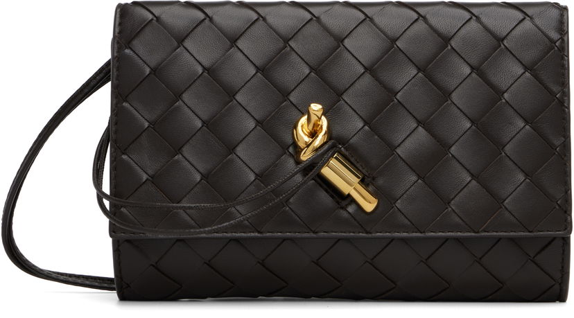 Plånbok Bottega Veneta Bottega Veneta Andiamo Intrecciato Leather Wallet on a Strap Brun | 836940 VCPP2