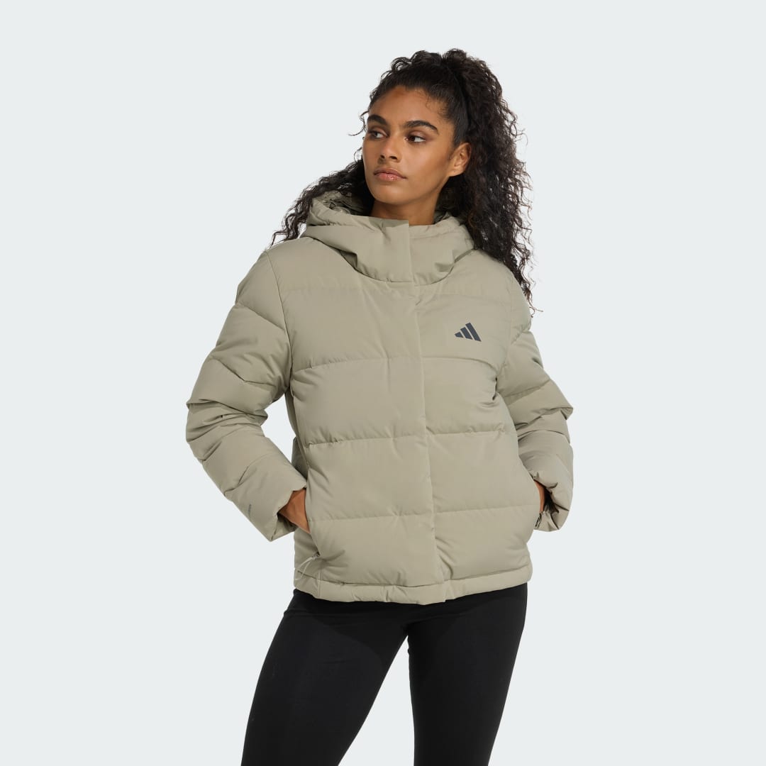 Pufferjacka adidas Performance Helionic CLIMAWARM Hooded Down Jacket Grön | JX3027, 0
