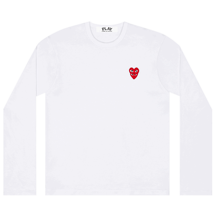 T-shirt Comme des Garçons PLAY Double Heart Long-Sleeve T-Shirt Vit | AZ T292 051 2