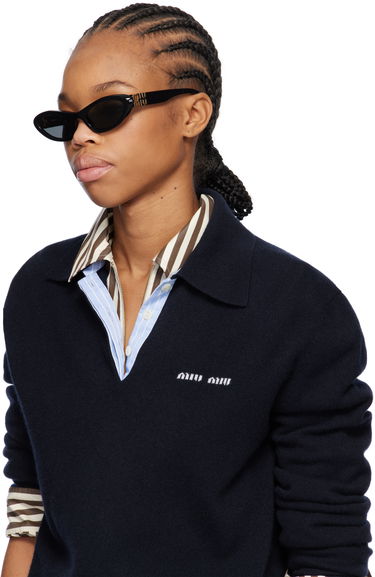 Solglasögon Miu Miu Miu Miu Pointed Cat Eye Acetate Sunglasses Svart | 0MU 09YS 8056597886314, 3