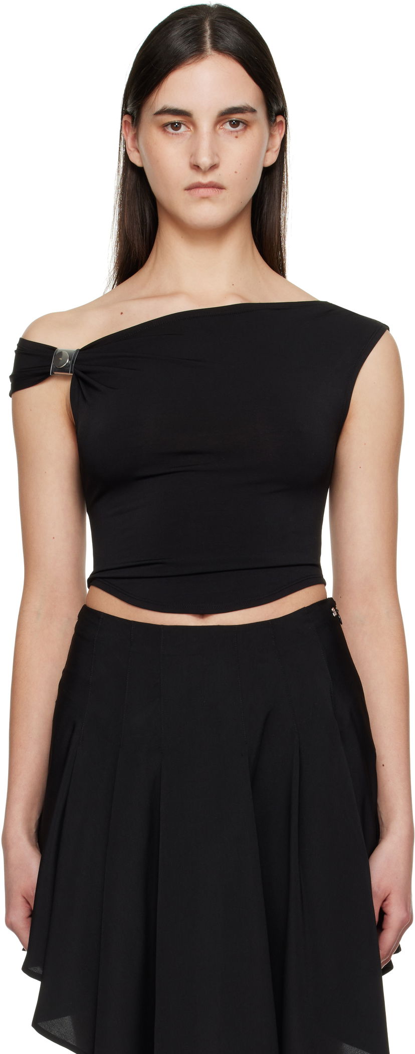 Crop top Miaou Miaou Arielle Off Shoulder Top Svart | 7125SVIBLK