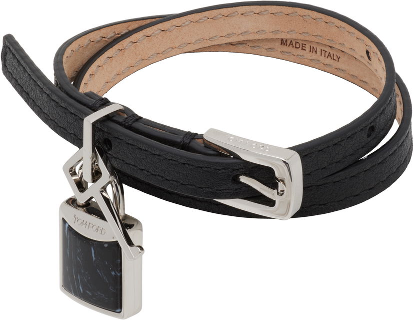 Armband Tom Ford TOM FORD Leather Stone Wrap Bracelet Svart | JW158-LHD001S