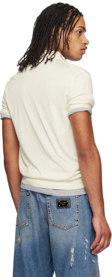 Polotröja Dolce & Gabbana Dolce&Gabbana Silk Polo with Logo Embroidery Vit | GXZ09ZJBSK3, 2