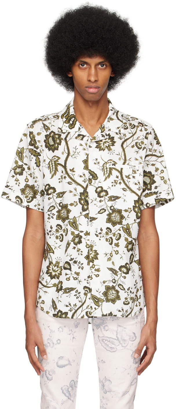 Skjorta Erdem Erdem Grayson Floral-Print Shirt Vit | MS23_519MNPWCP GRAYSON SHIRT