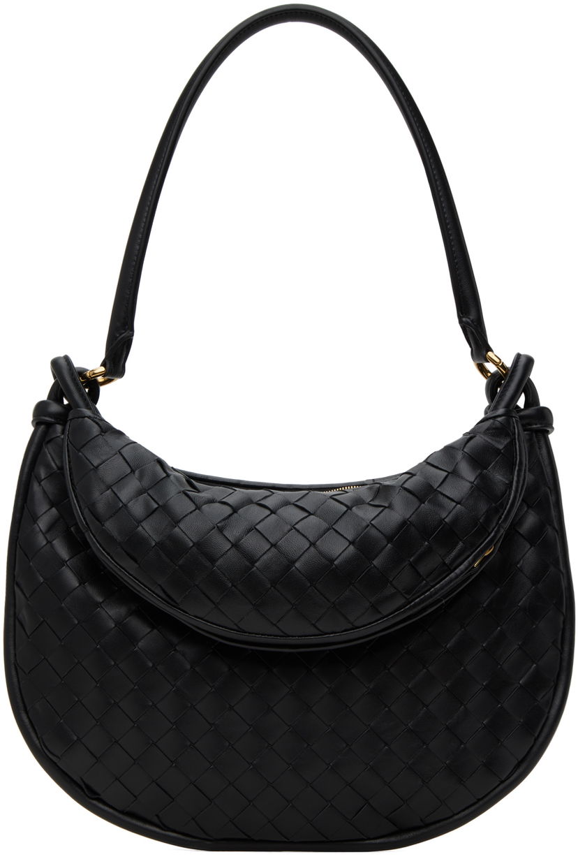Axelväska Bottega Veneta Medium Gemelli Leather Shoulder Bag Svart | 764281 VCPP1