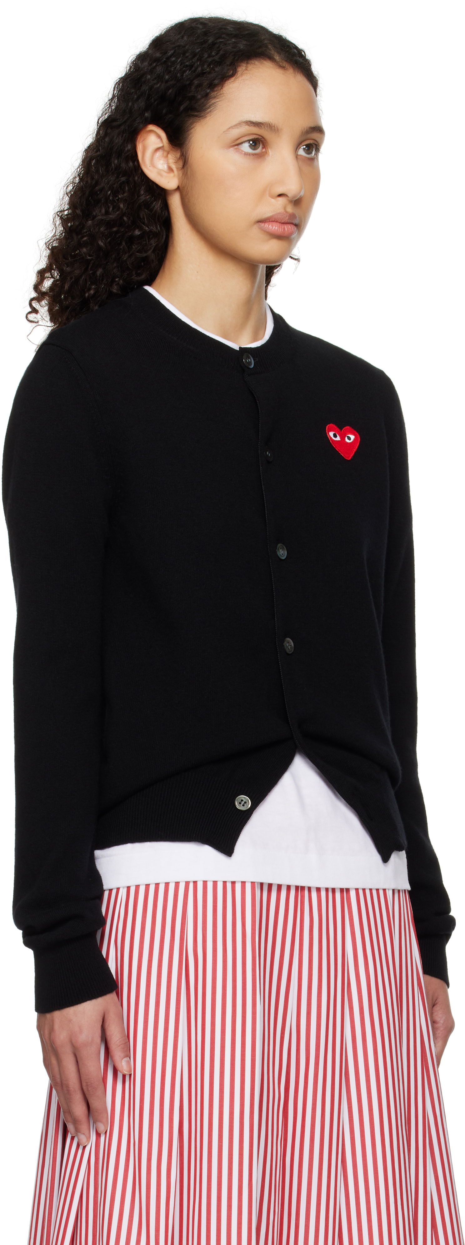 Sweater Comme des Garçons COMME des GARÇONS PLAY Heart Cardigan Svart | AX-N007-051, 1