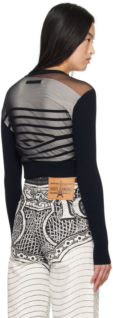 Sweater Jean Paul Gaultier Gaultier 'The Marinière' Striped Mesh Top Svart | 24/25-F-PL047B-M064-590100, 2