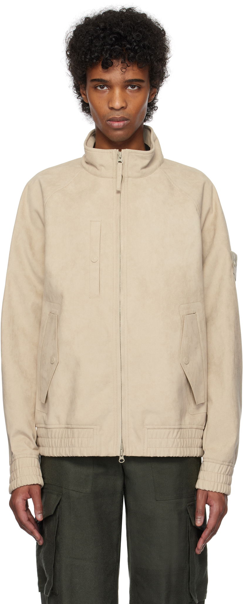 Bomberjacka Stone Island Stone Island Faux-Suede Bomber Jacket Beige | K1S15 4100027 S00F2