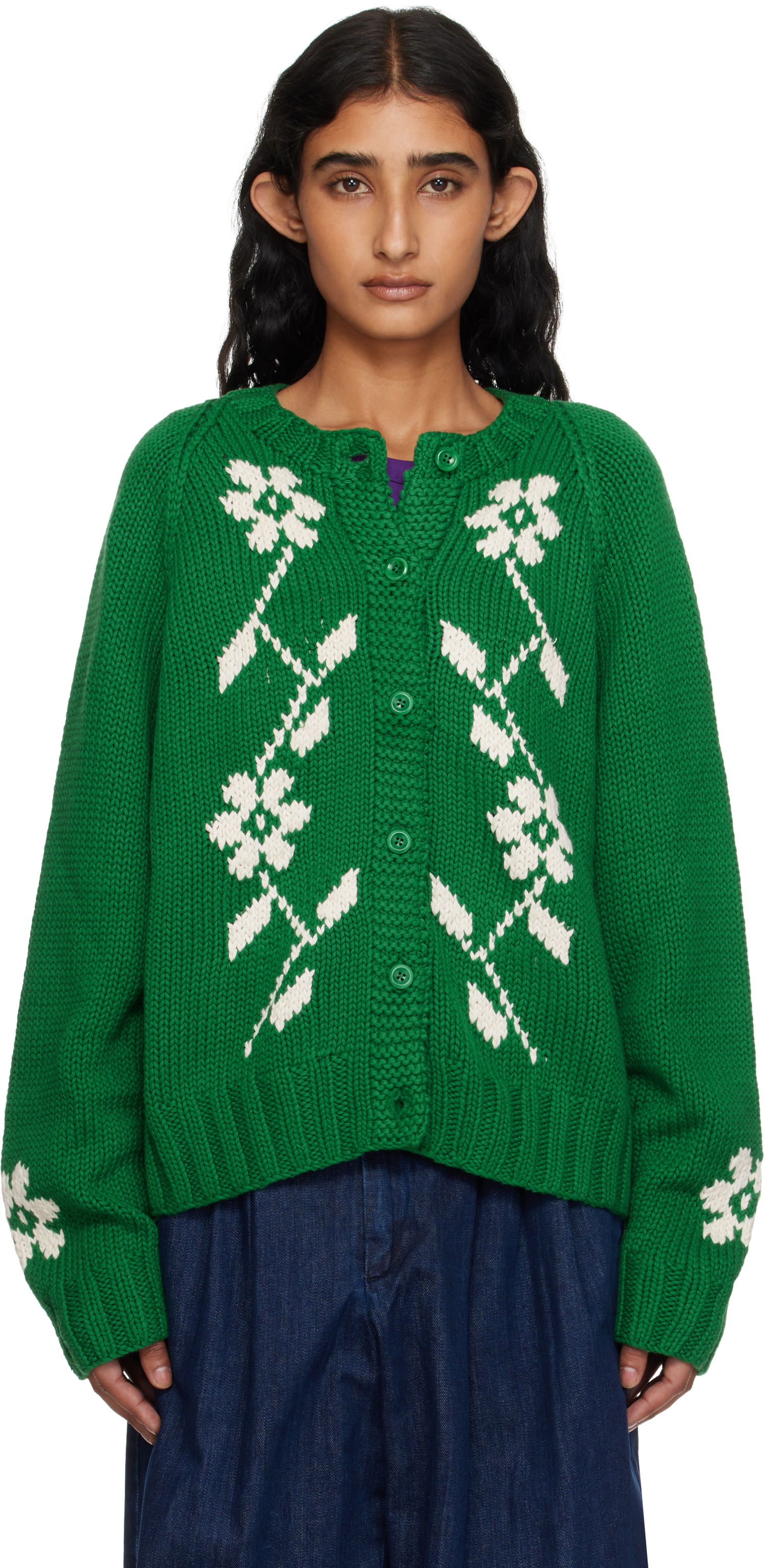 Sweater YMC YMC Atomic Knit Cardigan Grön | Q8YMD, 0